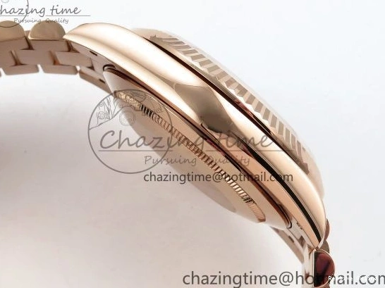 0125 SunProtective Day Date 40 RG JDF 904L Steel Brown Textured Stick Dial on President Bracelet VR3255 V3 (Gain Weight) 1359